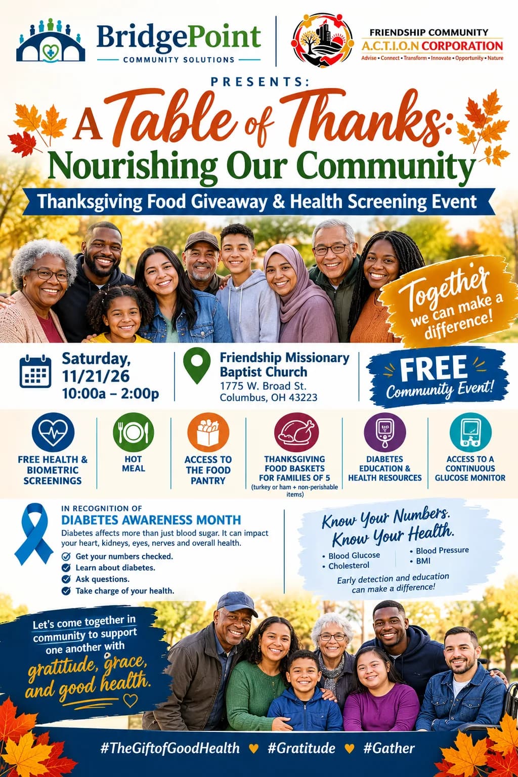 A Table of Thanks: Nourishing Our Community event flyer