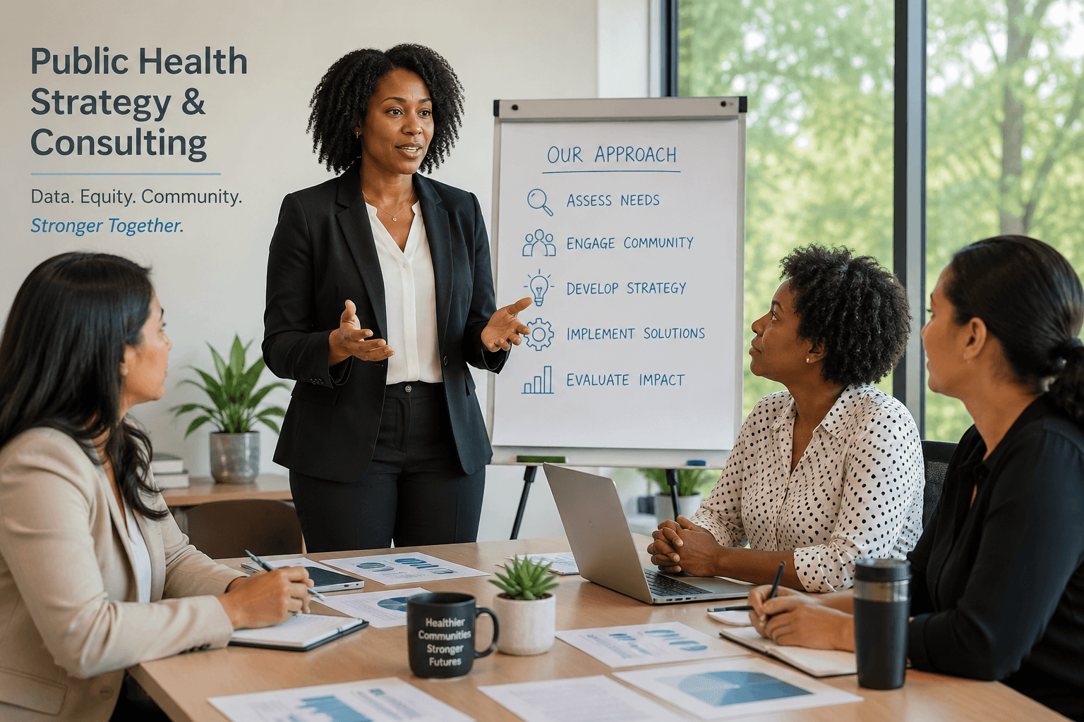 Public health strategy and consulting services infographic