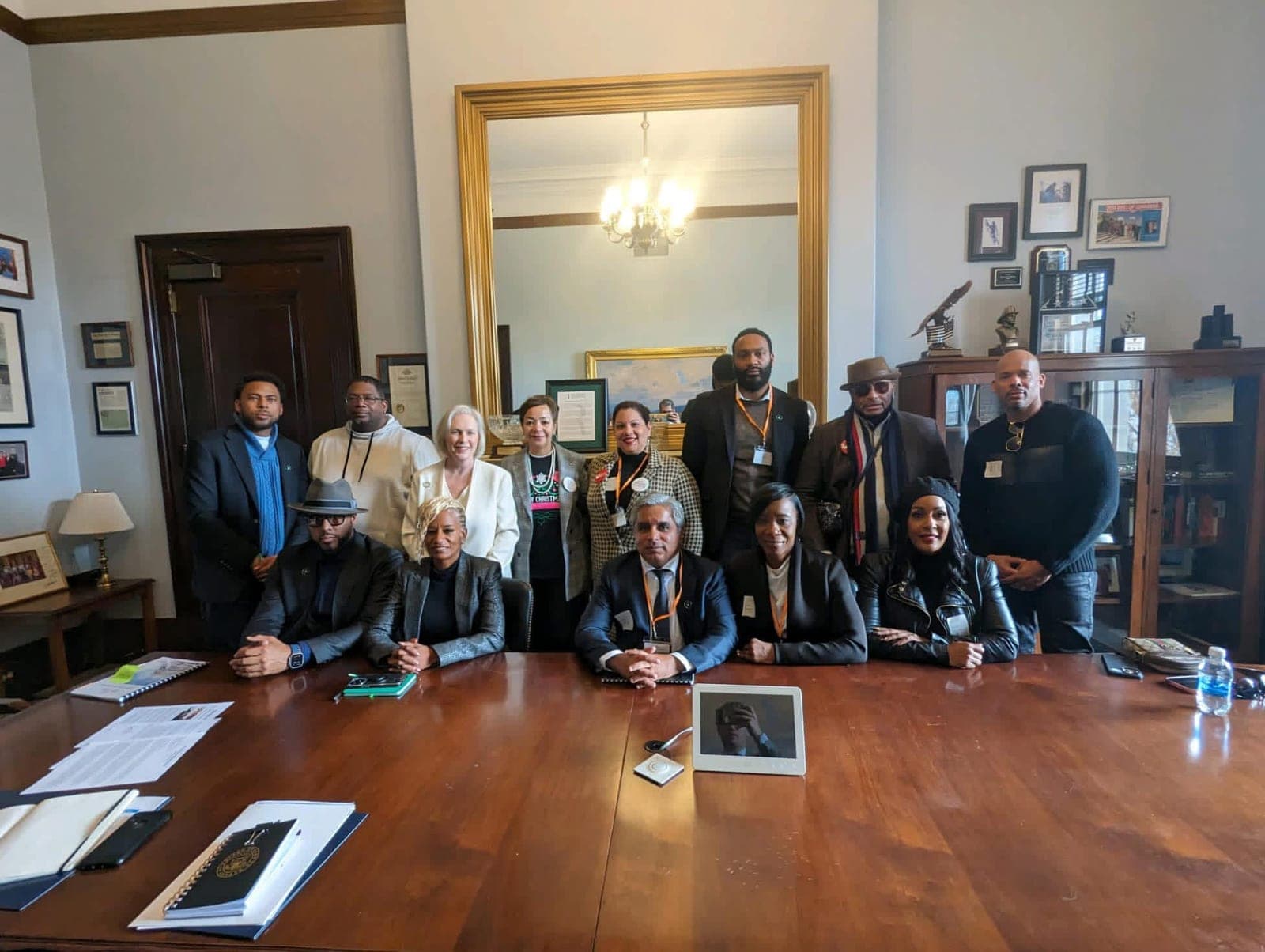 Health Equity in Transplantation Coalition members gathered with a legislator at the Capitol
