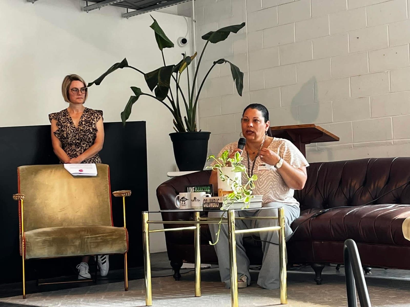 Natalie Donnally speaking during a community panel discussion
